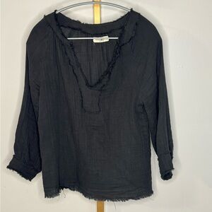 NATURAL LIFE Dark Gray Frayed Women's Blouse